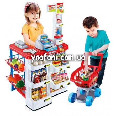 Детский набор Магазин супермаркет игрушечный с кассой и тележкой
