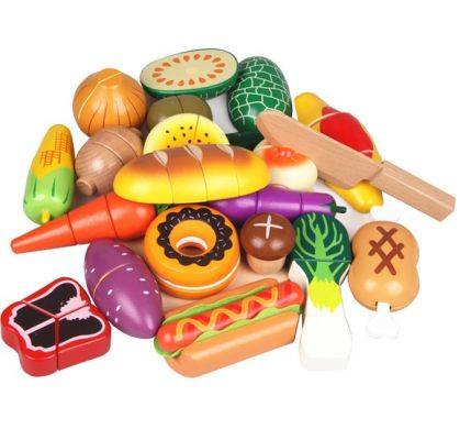 деревянные игрушечные продукты, овощи и фрукты на липучках