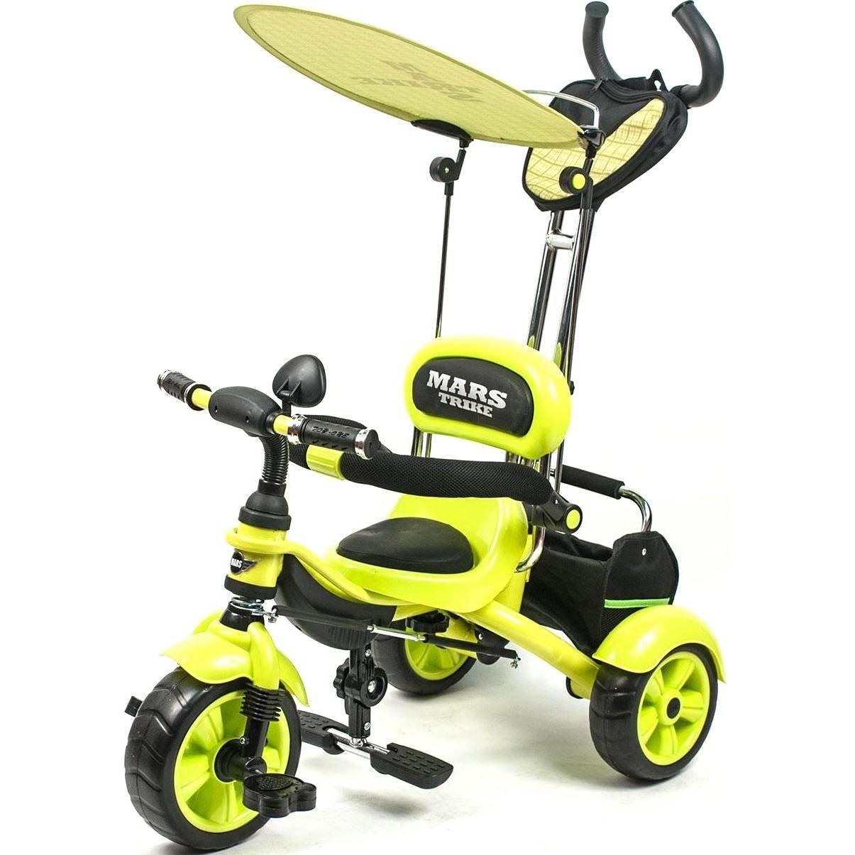 Велосипед Mars Trike трехколесный с родительской ручкой салатовый KR 01 ...