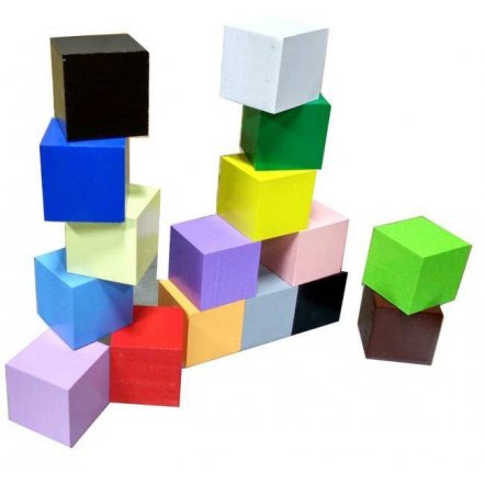Кубики цветные деревянные 16 штук по методика Монтессори К-006 Вундеркинд