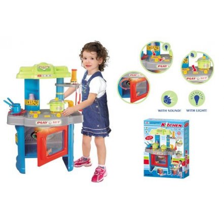  Кухня  игрушечная детская электронная 008-26 А голубая