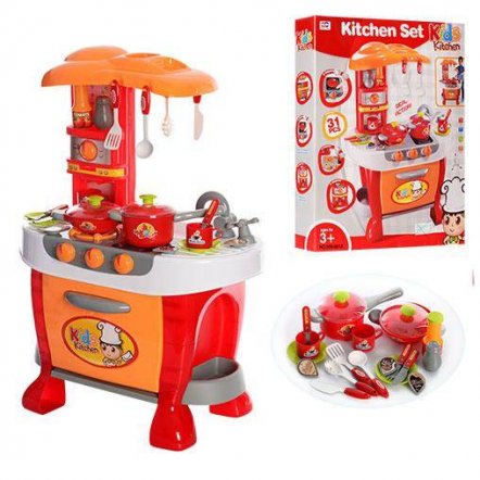  Кухня детская для мальчиков и девочек оранжево-красная 008-801А