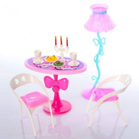 Мебель для кукол Столовая для Барби O1 розовая