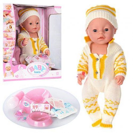   Пупс Baby Born теплая вязанная одежда желтая BL009B-S-UA аналог