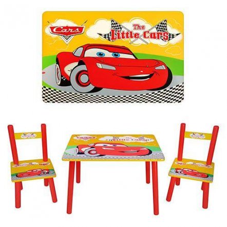 Детский столик и два стульчика «Тачки»  с Маквином 0292 желто-оранжевый