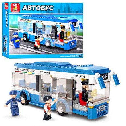 Конструктор машина Автобус синий с фигурками людей M38-B0330