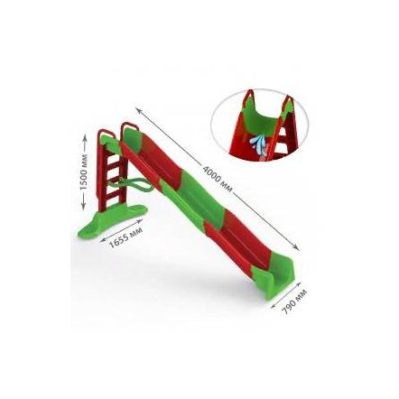 Горка МЕГАРАЗМЕР для скатывания в бассейн с водой 01450/3 Долони зелено-красная