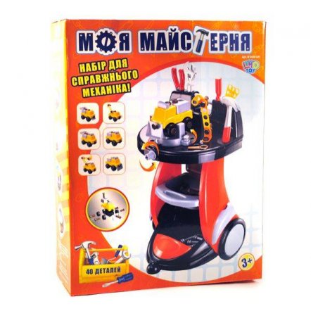 Набор инструментов с тележкой и машинкой-конструктором M 0446 U/R Limo Toy