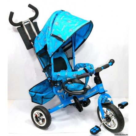 Велосипед Profi Trike M 0449-1 голубой c  надувными  резиновыми колесами