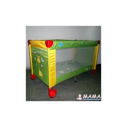 Манеж-кровать M 0524 детский зелено-желтый на 2-х колесах с тормозом на змейке &quot;Bambi&quot;