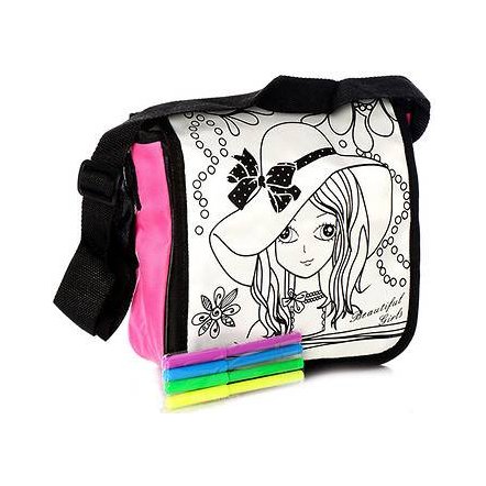 Раскраска сумка для девочек с фломастерами на длинной ручке 0639