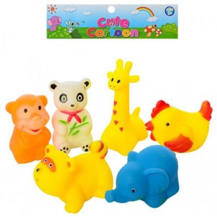 Пищалки игрушки для купания Животные 6 штук 065