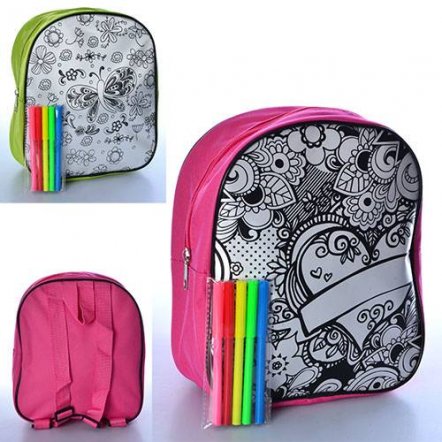 Раскраска рюкзак для девочек с фломастерами 0732