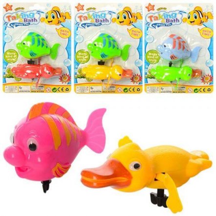 Заводные игрушки для купания уточка и рыбка 0809
