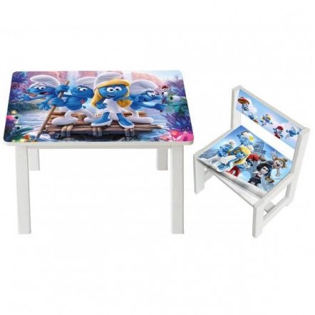 Детский стол и стул для творчества Смурфики BSM1-M04