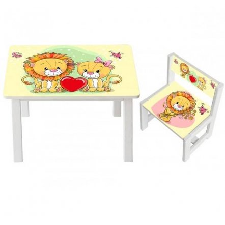 Детский стол и стул для творчества укрепленный Львята BSM1-26