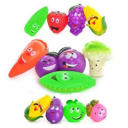 Пищалки для купания резиновые Овощи 1005-2-4-6
