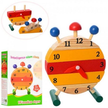 Деревянная игрушка Часы-будильник на штырьках MD 1141