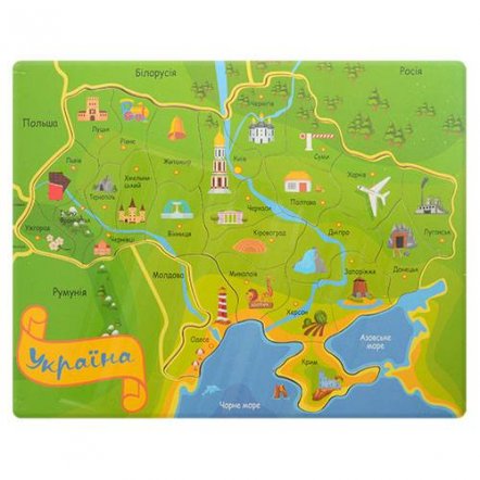 Пазлы деревянные Карта Украины Е12542