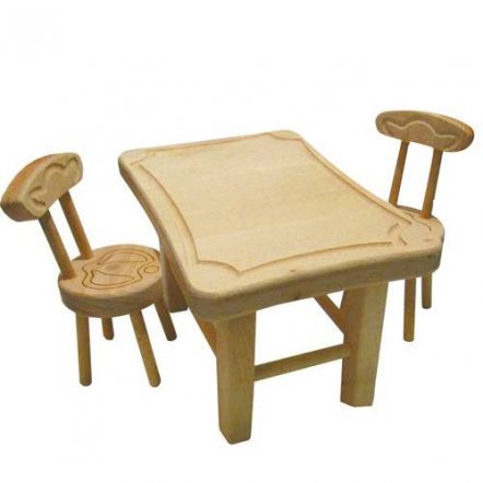 Мебель для кукол из бука Стол и стулья 172070 ТМ Дерево, Украина
