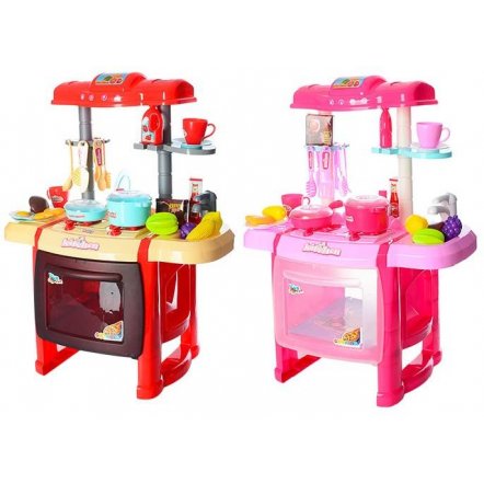  Кухня детская  со звуками и светом розовая или красная RX1800-10