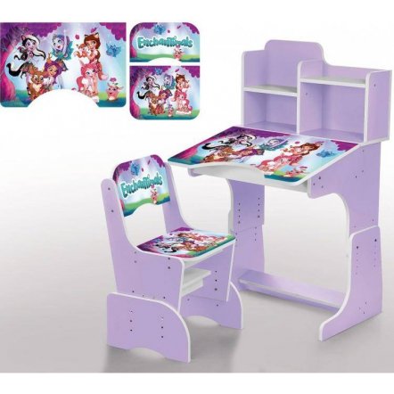 Парта детская растишка Enchantimals со стульчиком, полочками фиолетовая 2071-57-3 Bambi