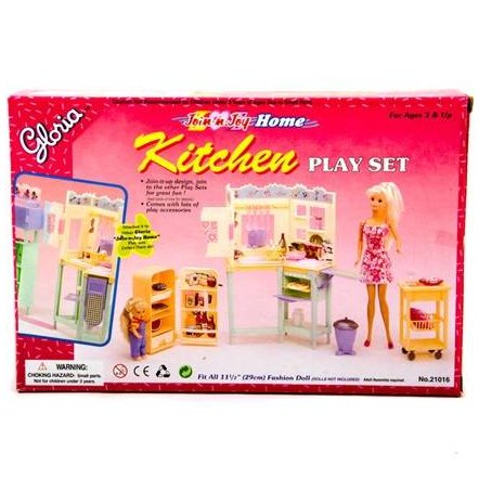 Мебель для кукол Комплет кухня с мини холодильником 21016 Gloria