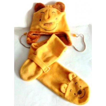 Комплект детский шапка и шарф Винни Пух желто-коричневый 2020