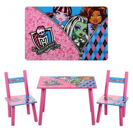 Детский стол и стульчики розовые Monstr High 2328