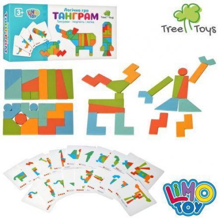 Деревянная игрушка Фигуры Танграм с карточками MD 2447