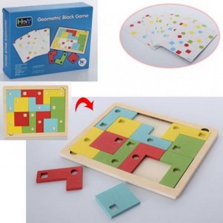 Игра деревянная с карточками танграм+геометрика MD 2862 