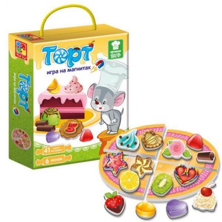 Развивающая игра на магнитах "Вкусные тортики с мышонком" Vladi Toys 3004-01