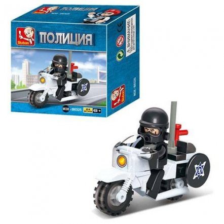 Конструктор Полицейский мотоцикл и водитель 0325 Sluban