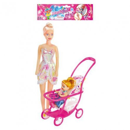 Кукла с ребенком и коляской 339-1/2214