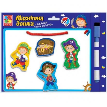 Магнитная доска с магнитами и маркером Пираты VT3601-10 Vladi Toys