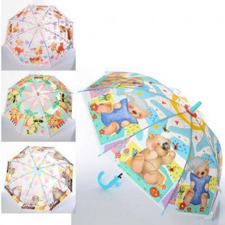 Зонтик детский забавные животные со свистком MK 4150