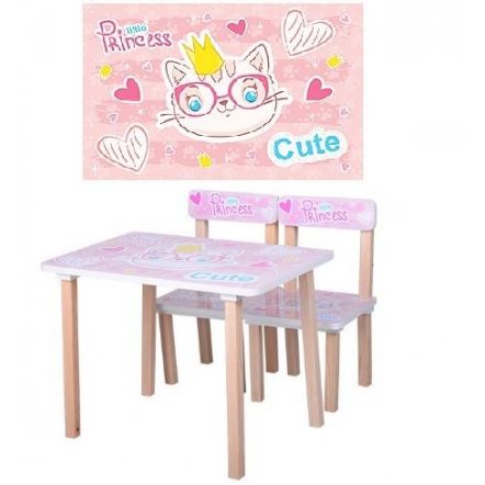 Детский стол и 2  стула для девочки розовый Кошка 501-30  Украина