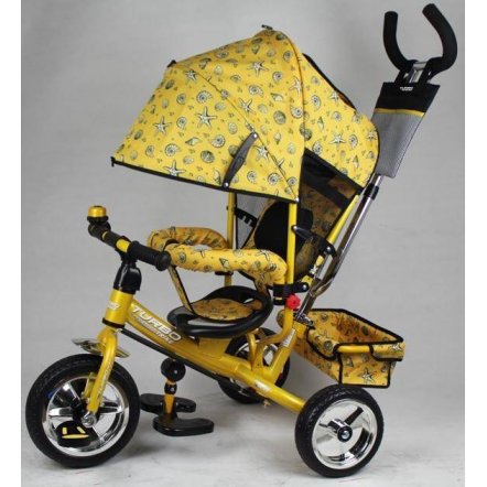 Велосипед с родительской ручкой колеса Eva Foam 5363-4 Turbo желто-золотой 