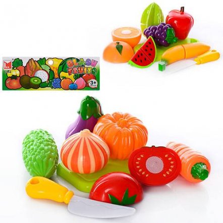 Продукты на липучках разрезные фрукты и овощи  с ножом 610A