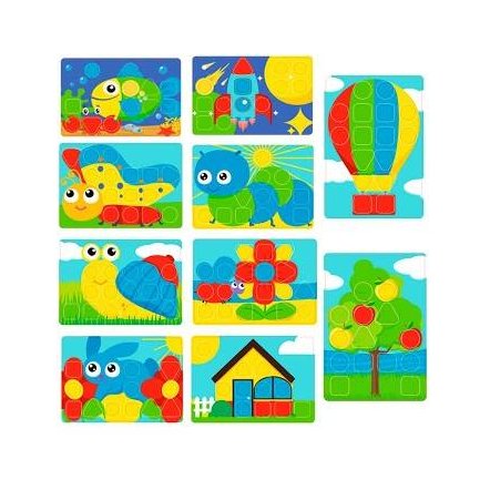 Мозаика для детей 26 фишек-кнопок + 10 специальных трафаретов 6269 ТехноК