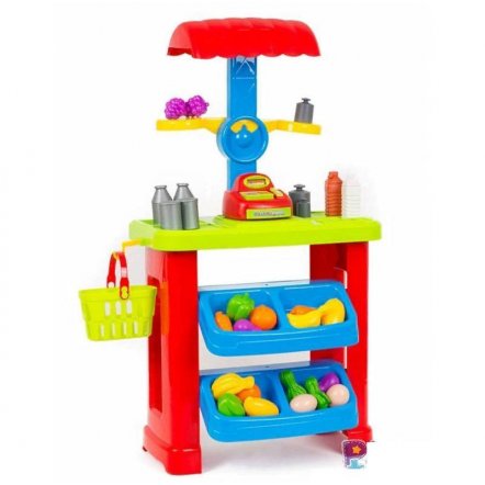   Магазин  игрушечный с прилавком, кассой, продуктами, корзиной и весами 661-79