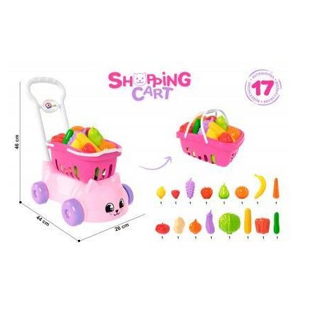 Тележка детская розовая кошка с фруктами и овощами 7563 ТехноК