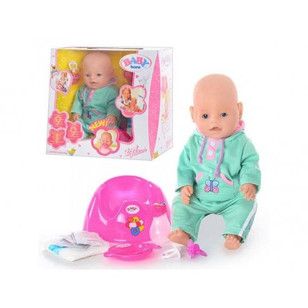  Кукла Baby Беби Борн c аксессуарами BB 8001 (9 функций, 10 аксессуаров)