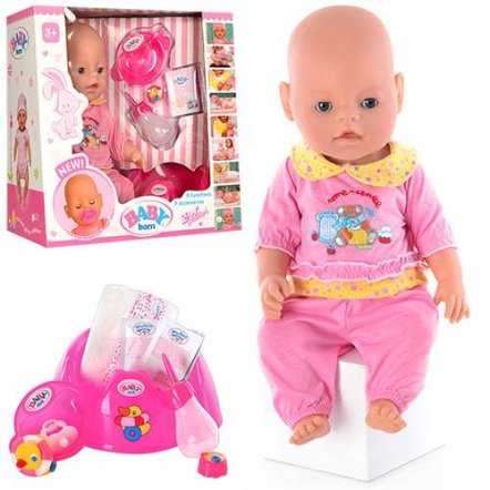  Кукла Baby Беби Борн c аксессуарами BB 8001 (9 функций, 10 аксессуаров)