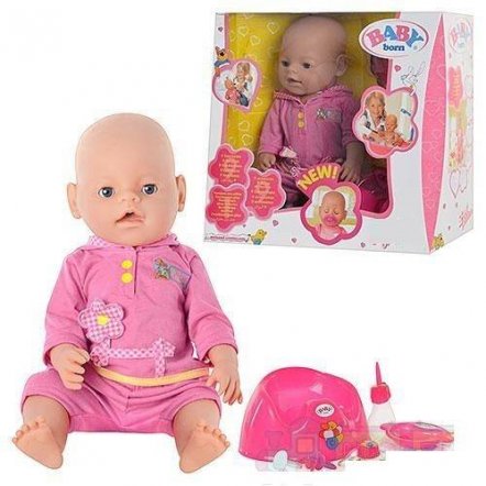  Кукла Baby Беби Борн c аксессуарами BB 8001 (9 функций, 10 аксессуаров)