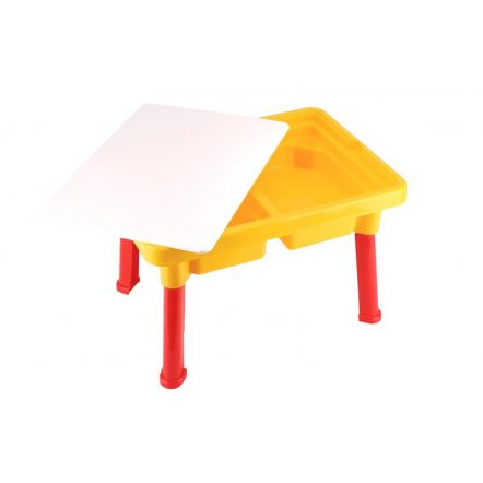    Столик-органайзер складной с крышкой и отсеками для мальчика желто-красный 8126 Технок