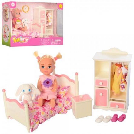 Мебель спальня + кукла с нарядом и игрушкой 8392 DEFA