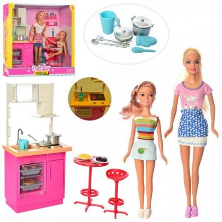 Мебель Кухня+2 куклы со световыми эффектами DEFA 8442-BF