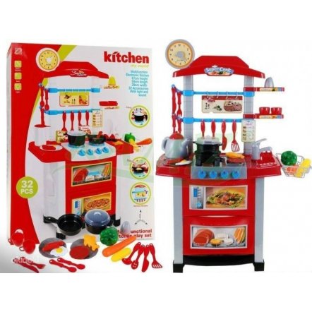  Кухня детская игровая  бело-красная 889-33