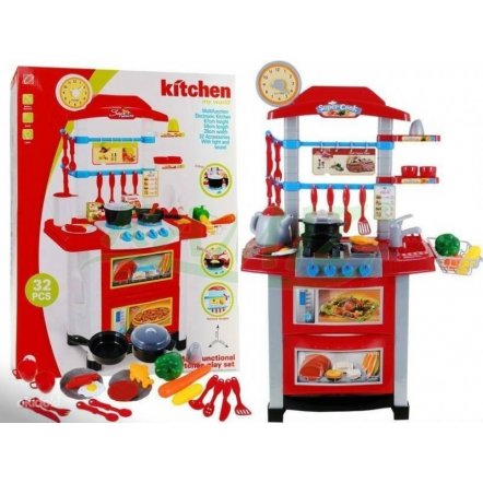  Кухня детская игровая  бело-красная 889-33